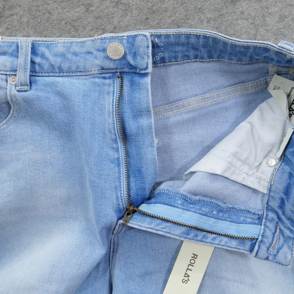 Rollas Dusters Jeans Womens 30 Blue Bootcut Crop High Rise Distressed Light New